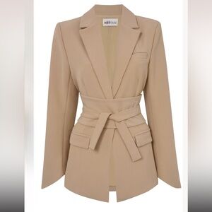 Odd Muse Beige Belted Blazer Jacket
